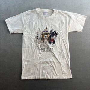 Vintage Beach Bums Shirt Mens Medium Hawaii Dogs Graphic Double Sided 90s
